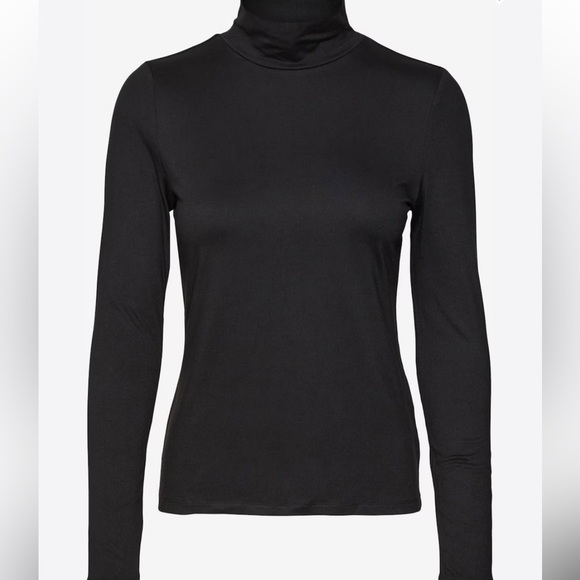 New Aligne.co Anthropologie black ginnifer fitted thumb hole long sleeve top - Picture 2 of 7